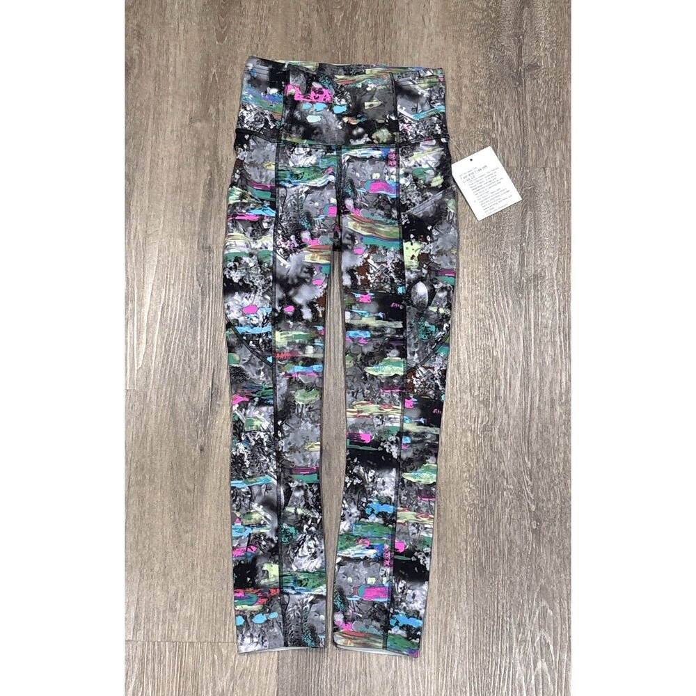 Lululemon Leggings Fast and Free HR Crop 23" Paint Drift Multi Size 0 NEW